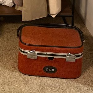 Vintage makeup/hair tools case, travel case, plant stand, bedroom decor storage